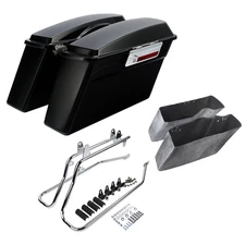 Black Hard Saddlebags & Conversion Bracket Fit For Harley Softail 1984-2017 2016
