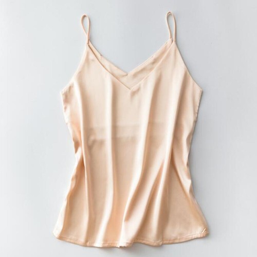 Damen Seide Satin Tank Cami Uni Ärmellos Träger Camisole Weste Freizeit zu * - Bild 21 von 25