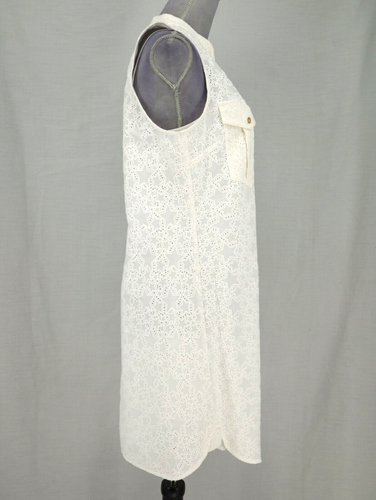 Trina Turk Dress Womens 4 Off White Eyelet Separate Lining Shift Beach Vacation - Picture 4 of 12