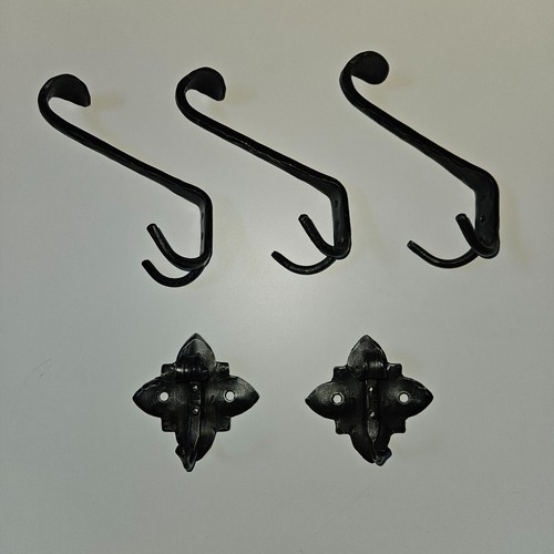 Vintage Set of 5 German Metal Coat & Hat Hooks - Picture 2 of 2