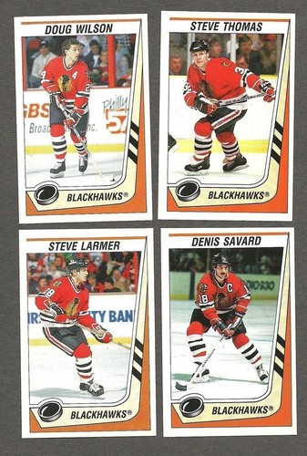 Juego de (16) equipos Panini Chicago Blackhawks 1989-90 Denis Savard, Steve Larmer - Imagen 2 de 3