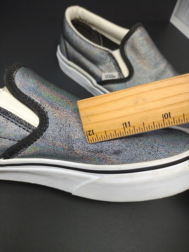 VANS Sneaker Slip On Mens 7 / Women's 8.5 Metallic Silver Shoes Prism Suede - Picture 15 of 15
