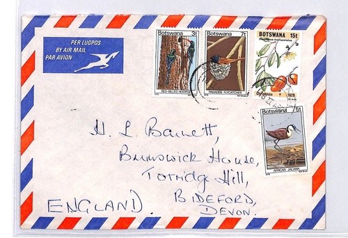 Botswana BIRDS ISSUE FRANKING Airmail Cover Note 7c FLYCATCHER 1978 1980 BQ271 - Picture 2 of 3