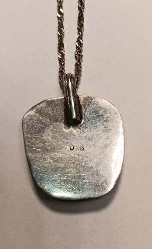 Vintage Singned DB Sterling Silver And Jasper Pendant Necklace 18" Long - Picture 3 of 6