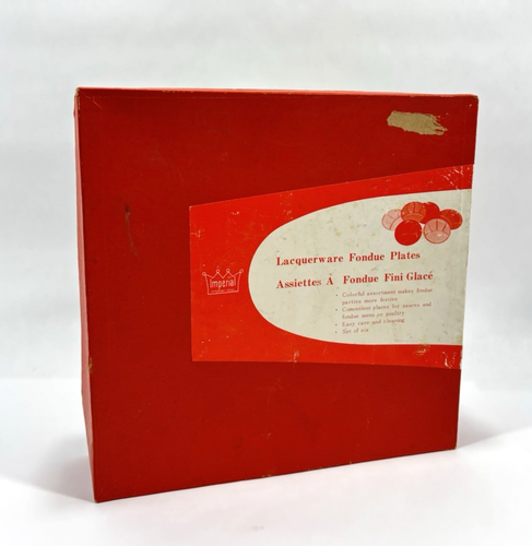 VTG 70s Imperial Japan Lacquerware Fondue Plates Set Of Six In Original Box - Picture 11 of 11