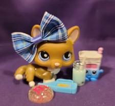 Authentic Littlest Pet Shop 949 Puppy Dog Corgi Dark Brown White Blue Sunburst