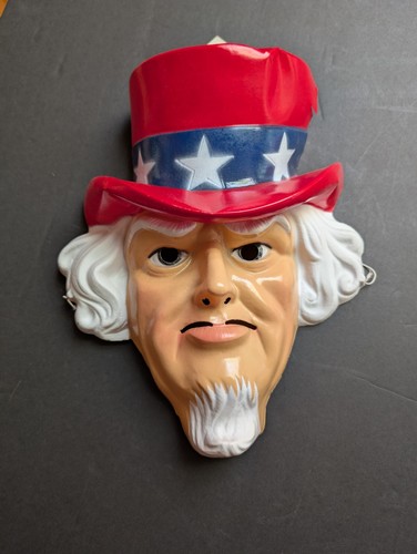 2001 Uncle Sam Plastik Halloween Maske - USA * 4. Juli * patriotisch * Protest * mit Etikett