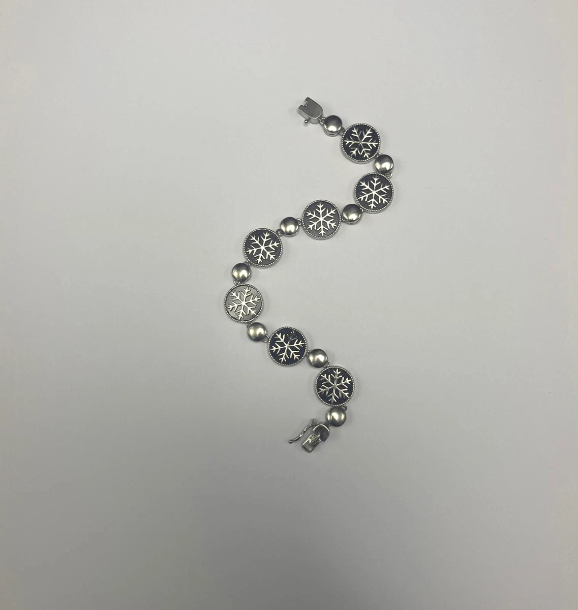 925 Sterling Silber blauer Sandstein Schneeflocke Armband Damen funkelndes Winterglied