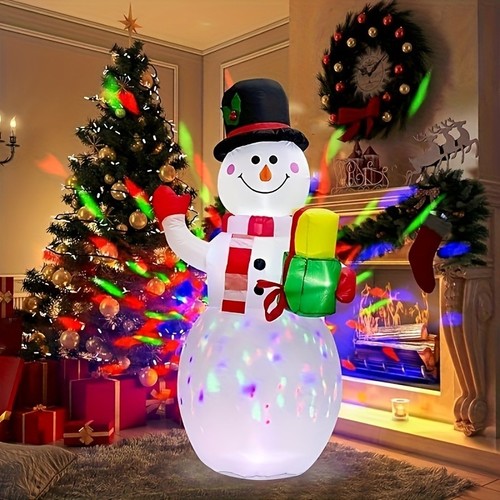 5ft Inflatable Snowman with Colorful LED Lights – Outdoor Christmas Decoration - Picture 2 of 10