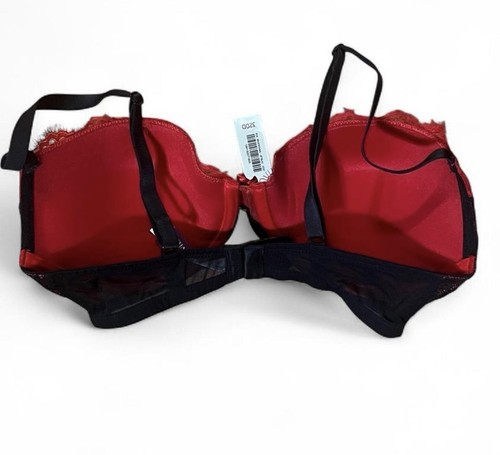 Adore Me Bra Sz 32DD Emanuelly Red/ Black Lace Bra Feminine Cottagecore - Picture 3 of 7