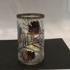 Yankee Candle Crackle Glass Votive Holder Pinecones Winter Design 🕯️🌲❄️✨