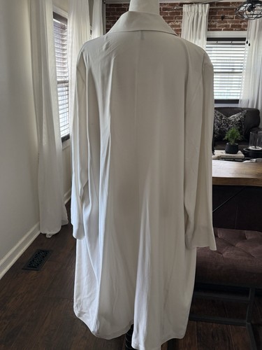 Trench coat Eileen Fisher osso seta georgette crepe taglia XL leggero avorio - Foto 6 di 8