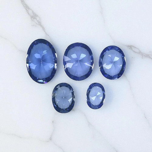 14 Pcs 7x4 MM D Block Blue Tanzanite Oval Cut Gemstone Lot Wholesale Lot-11.9 - Picture 5 of 6