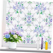 Window Privacy Film Stained Glass Decorative Window Tint 45*78.5 Blue&purple