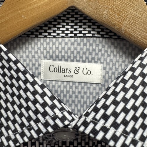 Collars & Co. NEU Herren großer eleganter Kragen schwarz/weiß geometrisches Performance Polo - Bild 3 von 5