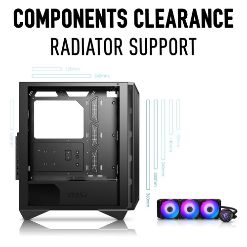 MSI MPG GUNGNIR 111R Mid Tower Gaming PC Case - Black, 4 x 120mm ARGB Fans, U... - Picture 3 of 7