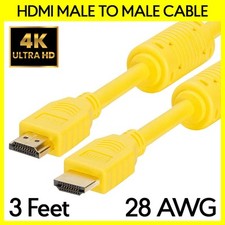 Color HDMI Cable 28AWG 3 Feet Yellow HDMI Male Cord for TV Monitor Projector