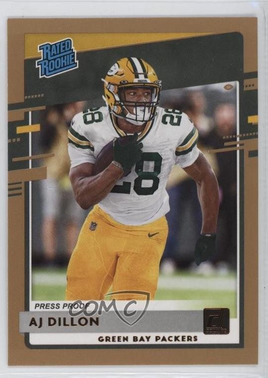 2020 Panini Donruss Rated Rookie Press Proof Bronze AJ Dillon #324 0w94