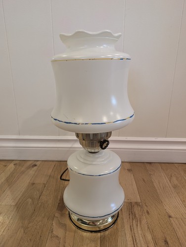 Hurricane Gone With The Wind Style Parlor Lamp Floral 16in 3 Way Lights Milk - Picture 14 of 21