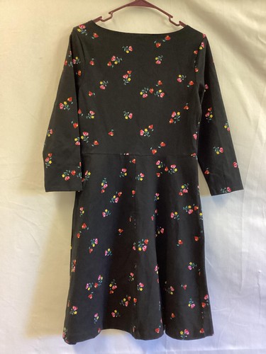 Old Navy Dress Womens Medium Black Floral Long Sleeve Casual Cotton Stretch - Picture 10 of 14