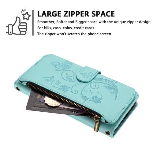 For Samsung Galaxy A26 A25 A24 A23 A22 Zipper PU Leather Wallet Phone Case Cover - Picture 4 of 91