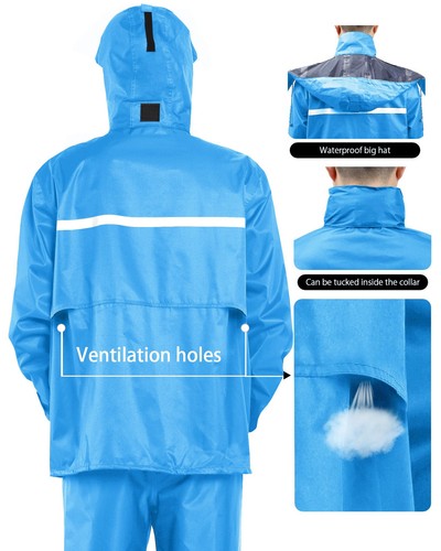 Rain Suit Waterproof Jacket and Trouser Suit Raincoat for Men and Women Outdo... - Picture 5 of 7