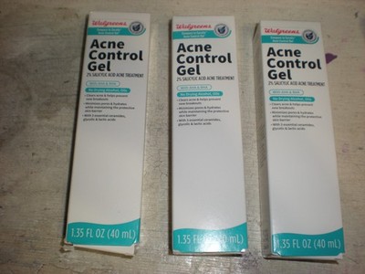 3-WALGREENS ACNE CONTROL GEL 2% ACNE TREATMENT 1.35 OZ  pk of 3 read description