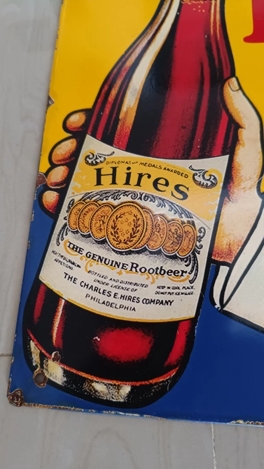 Letrero de plato de cerveza de raíz extremadamente raro antiguo contrata Josh Slinger no porcelana Foto 3 de 4