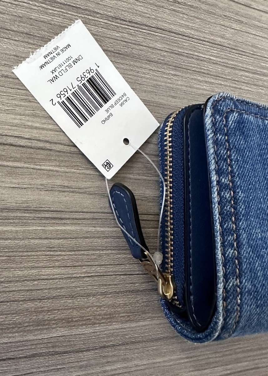 NWT Coach Essential Billfold Denim Wallet Brass / Deep Blue