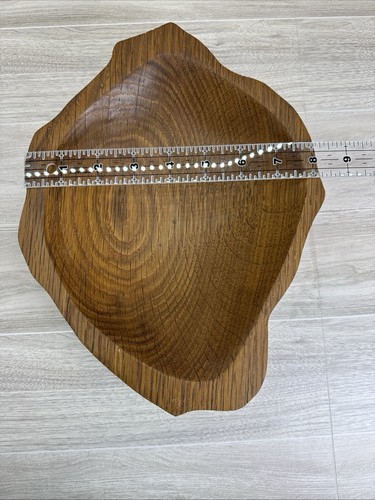 Vintage MCM Holz Schale natur Dekoschale Art Deco rustikal handgeschnitzt signiert - Bild 17 von 20