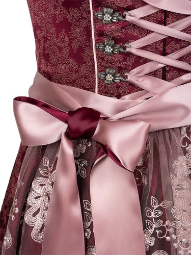 Krüger Dirndl Yara 60er Länge bordeaux rosa knielang Spitze schick Art 411862 - Bild 4 von 42