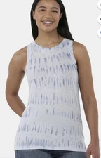 Time and Tru Women's Blue Tie Dye Cotton High Neck Tank Top XL (16-18) NWT