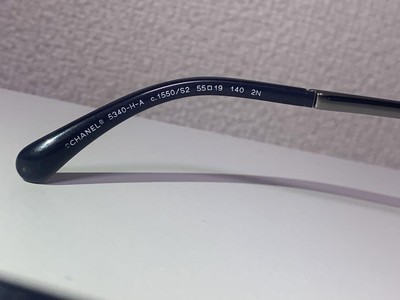 CHANEL 5340-H-A Pearl Sunglasses 55□19-140 Black Navy Cat
