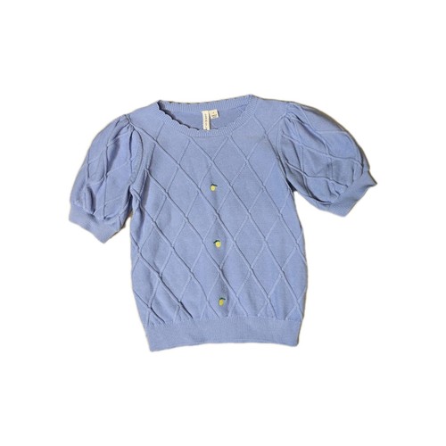 Janie And Jack Embroidered Lemon Sweater TopPurple Knit 7