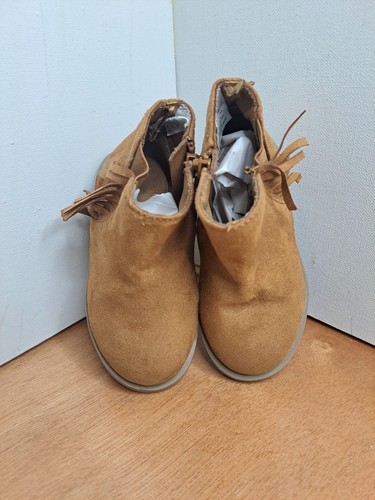 OLD NAVY Girls' Toddler Brown Faux Suede Flat Mid Top Combat Boots Size 6 - Picture 4 of 5