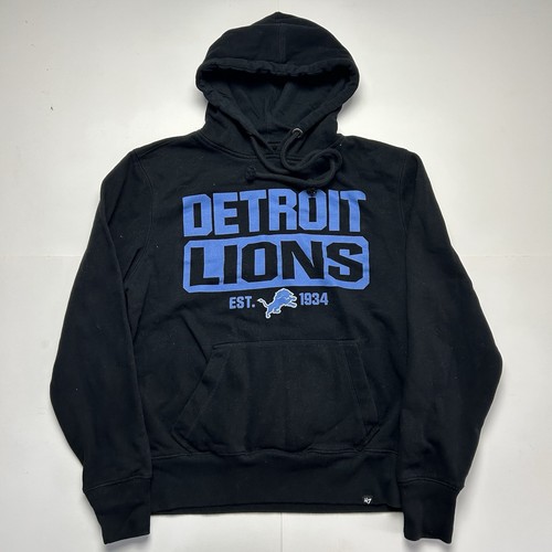 Detroit Lions Hoodie Sweatshirt '47 Brand Black NFL Football Sz Small