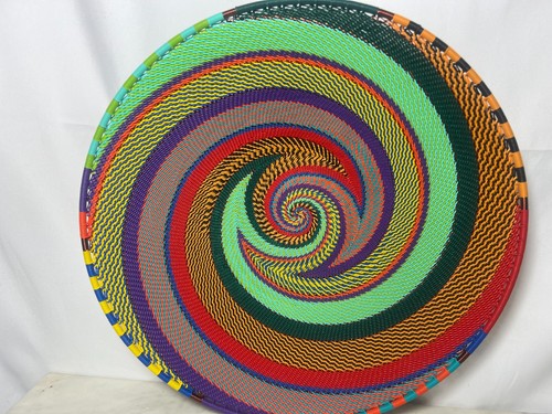 Large hand weave south african zulu telephone wire basket 12" X 5"African art - Picture 2 of 8