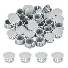 64Pcs 16mm Light Gray Nylon Plastic Round Locking Hole Plugs Insert End Caps