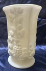 Vintage Westmoreland Paneled Grape Milk Glass Celery Footed Vase Bell Rim 6"x4"