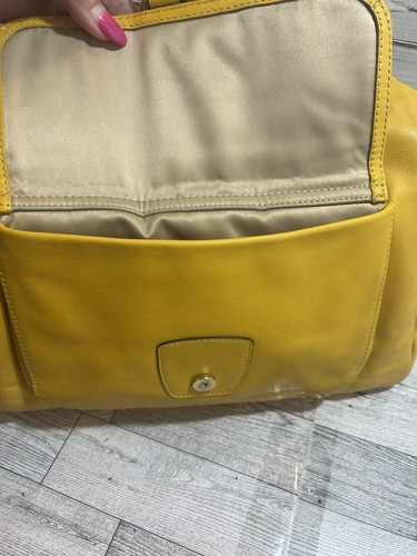 Coach Campbell Hand Tote Bag One Shoulder Hobo Leather Sunshine Yellow - Afbeelding 16 van 18