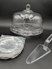 2 Pc Set Vintage Anchor Hocking Duets Covered Cake Stand With Dome Lid Chip Dip