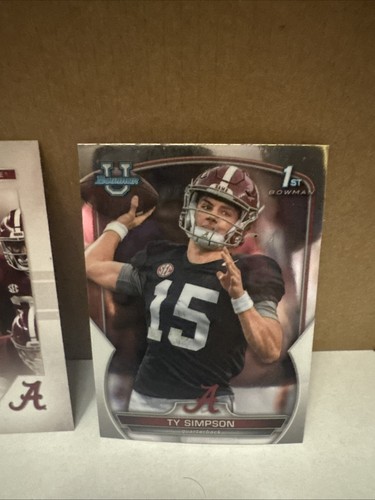 3 Card Ty Simpson Bowman Football Lot. 2022 Bowman Alabama Crimson Tide & Chrome - Picture 4 of 7