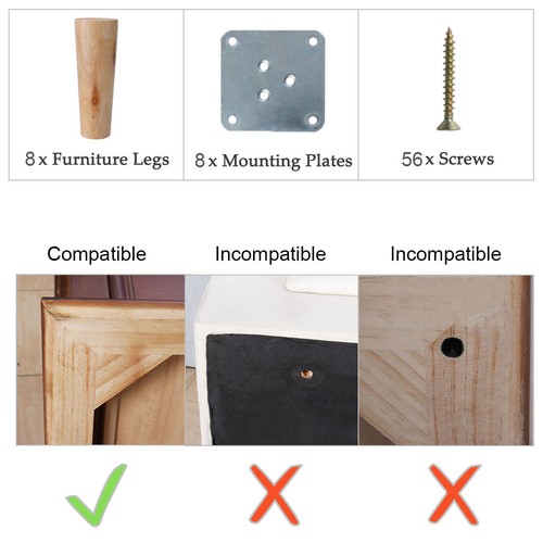 Juego de 8 patas redondas para muebles de madera maciza de 6" - Imagen 4 de 7