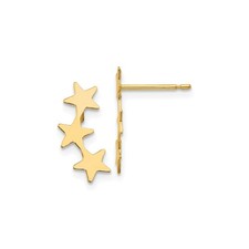 14k Yellow Gold Childrens Polished 3-Star Post Earrings