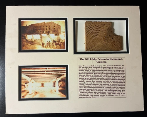 Lot of Four Civil War Mounted Relics • Flags, Richmond, Libby Prison • Matted