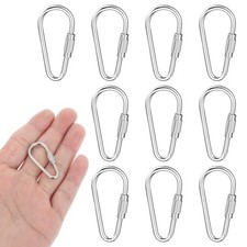 10 Pieces Heavy Duty Stainless Steel Quick Link Metal Mini Locking Carabiner