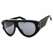 Philipp Plein Unisex Sunglasses Shiny Black Acetate Full Rim Pilot SPP127M 700G
