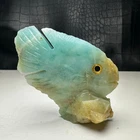 Natural Crystal Mineral Specimen. Amazon Stone. Hand-carved FISH .Statue.BN