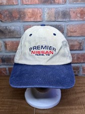 Vintage Premier Nissan Paris Tennessee Tan Navy Blue Buckle Strapback Dad Hat