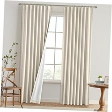 Linen Blackout Curtains 96 inches Long 2 52"W x 96"L Pack of 2 Cream Beige